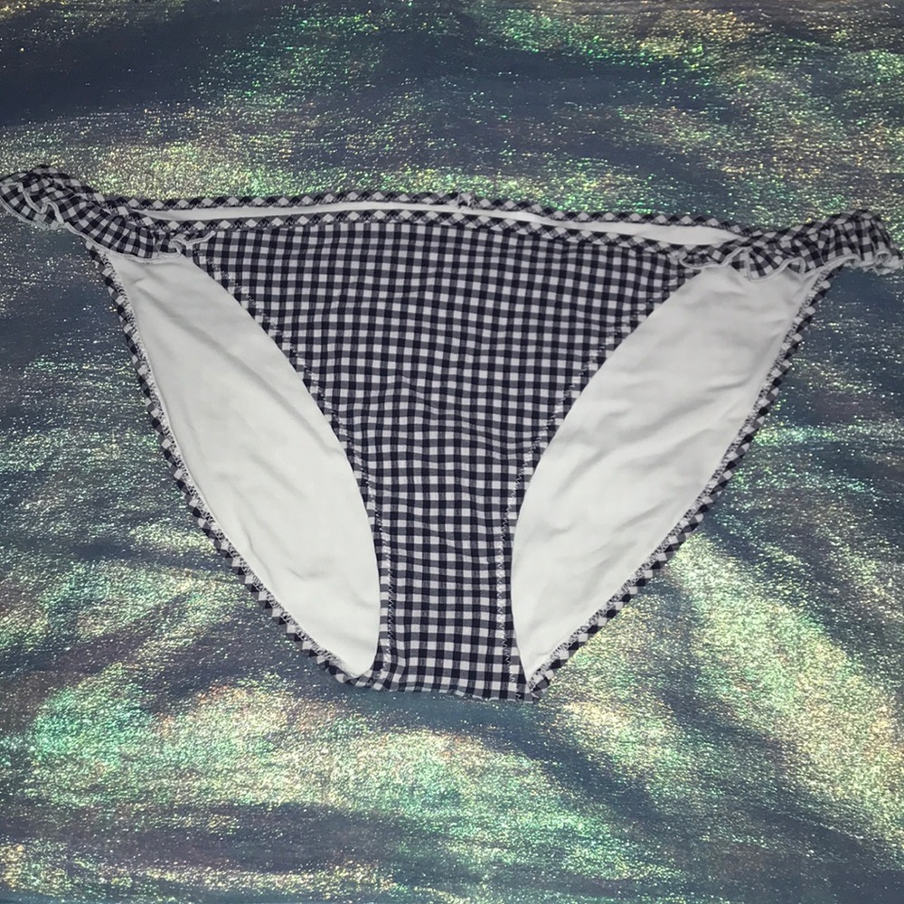 Aerie Swim XXL Plus Size Bikini Bottom - Navy Blue Gingham with Ruffles